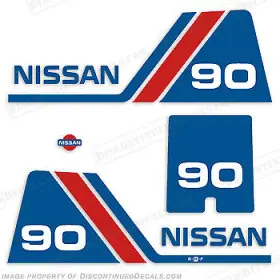 N-90-90 Discontinued Decals Fits Nissan 90hp Outboard Motor Engine Decal Kit - 1984 1995