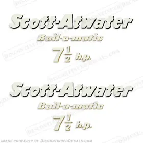 Sa-7.5-ba-56 Discontinued Decals Fits Scott Atwater 7.5hp Bail-a-matic Outboard Motor Engine Decal Kit - 1956