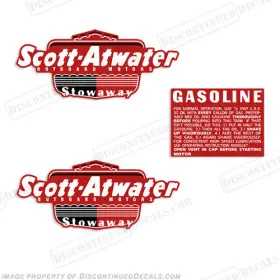 Sa-gas-1950 Discontinued Decals Fits Scott Atwater Gasoline Fuel Gas Tank Stowaway 1950 Outboard Motor