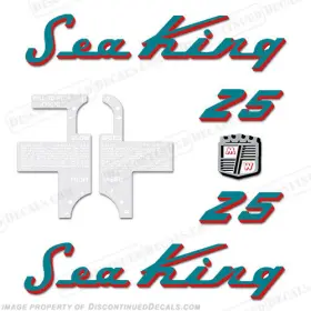 Sk-25-57-b Discontinued Decals Fits Sea King 1957 25hp Outboard Motor Engine - Blue