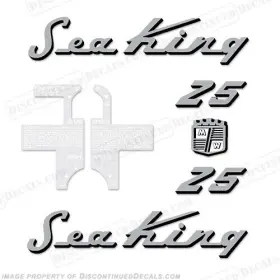 Sk-25-57-sb Discontinued Decals Fits Sea King 1957 25hp Outboard Motor Engine - Silver/black