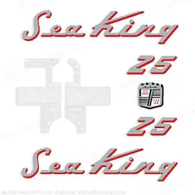 Sk-25-57-sr Discontinued Decals Fits Sea King 1957 25hp Outboard Motor Engine - Silver/red