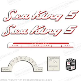 Sk-5-53-r Discontinued Decals Fits Sea King 1953-1955 5hp Outboard Motor Engine - Red Outline