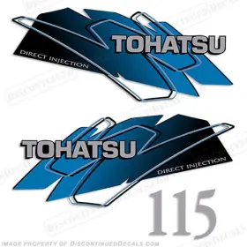 T-115-b Discontinued Decals Fits Tohatsu 115hp Outboard Motor Engine Decal Kit - Blue