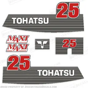 T-25-max Discontinued Decals Fits Tohatsu 25hp Maxi Outboard Motor Engine Decal Kit