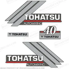 T-40-am Discontinued Decals Fits Tohatsu 40hp Automixing Outboard Motor Engine Decal Kit
