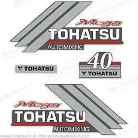 T-40-m-am Discontinued Decals Fits Tohatsu Mega 40hp Automixing Outboard Motor Engine Decal Kit