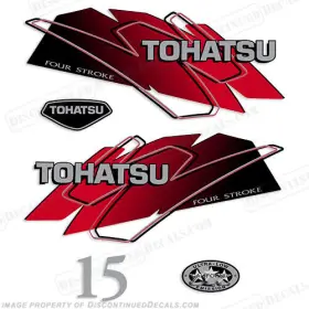 T-4s-15-r Discontinued Decals Fits Tohatsu 15hp Outboard Motor Engine Decal Kit - Red