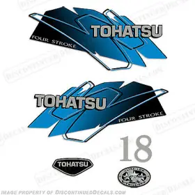 T-4s-18-b Discontinued Decals Fits Tohatsu 18hp Outboard Motor Engine Decal Kit - Blue