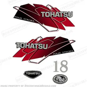 T-4s-18-r Discontinued Decals Fits Tohatsu 18hp Outboard Motor Engine Decal Kit - Red