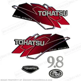 T-4s-9.8-r Discontinued Decals Fits Tohatsu 9.8hp Outboard Motor Engine Decal Kit - Red
