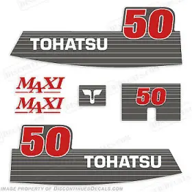 T-50-max Discontinued Decals Fits Tohatsu 50hp Maxi Outboard Motor Engine Decal Kit