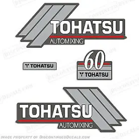 T-60-am Discontinued Decals Fits Tohatsu 60hp Automixing Outboard Motor Engine Decal Kit