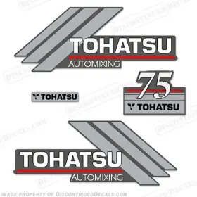 T-75-am Discontinued Decals Fits Tohatsu 75hp Automixing Outboard Motor Engine Decal Kit