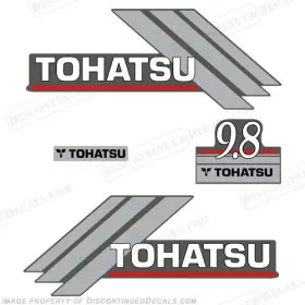 T-9.8-04 Discontinued Decals Fits Tohatsu 9.8hp Outboard Motor Engine Decal Kit - 2000s