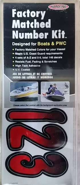 Rebkg200 Hardline Products 3 Inch Letter Number Boat Decal Sticker Kit Red / Black