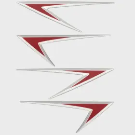 2330518 Lund Boat Raised Accent Decal Silver/red Sticker Set Of 4