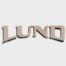 1988346 Lund Boats Boat Iron-on Emblem Applique Beige Black 3 3/8 Inch