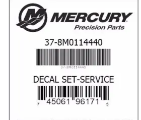 37-8m0114440 Mercury Mercury-mercruiser Decal Set Top Cowl 115 Hp