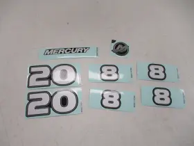 8m0110790 Mercury Decal Set Of 8 Silver / Black Marine Boat