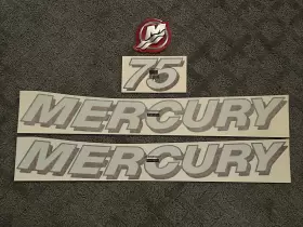 37-889246a01 Mercury Quicksilver Nos Marine 75 Hp Engine Adhesive Decal Set Oem