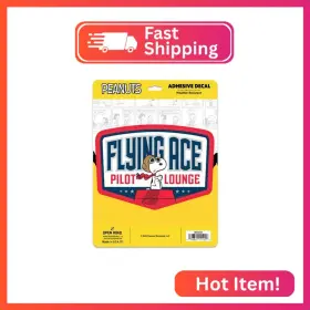 90234535 Open Road Brands Peanuts Snoopy Flying Ace Pilot Lounge Adhesive Vinyl Decal - Fun Sticker
