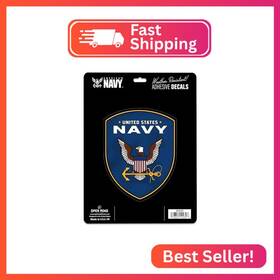 Open Road Brands 90236302 U.s. Navy Shield Adhesive Vinyl Decal - Patriotic Sticker For Car Win