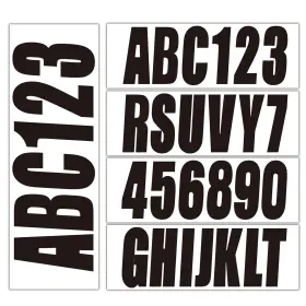 Db002 Quickmarine 4 Sets 3 Inch Marine Alpha-numeric Inches Style 2 Solid Black