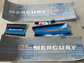 37-90535a80 Quicksilver Decal Set For A Mercury 25 Boat Engine Vintage