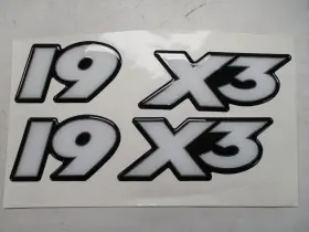 1944691 Ranger Boats 19 X3 Raised Decal Set Of 2 Black / White Silver Boat