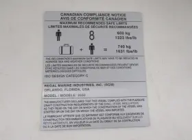 221387 Regal Marine Canadian Compliance Notice Plate Silver Boat
