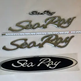 211607 Sea Ray Emblem Lot Of 4 Chrome Script
