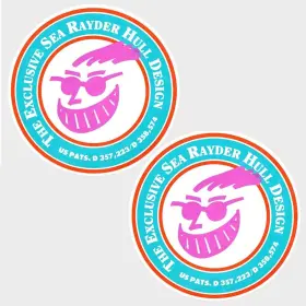 1006701 Sea Ray Boats Pn Rayder Boat Decal Stickers 4 1/8 Inch Teal Purple White Pair