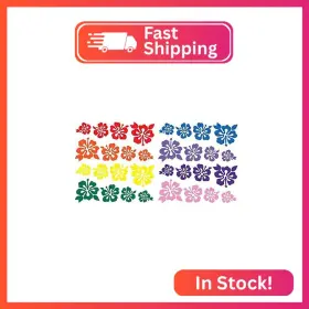 Smatic-8hibiscusrainb Stickermatic 32 Hibiscus Flowers Assorted Sizes - Make Your Own Flower Lei Stickers Garland D
