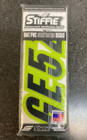 Tt60 Stiffie Techtron Boat Pwc Letter Number Decal Registration Atomic Green/blk