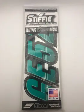 Tt87 Stiffie Boat/pwc Alphanumeric Identification 3 Inch Decals Techtron Sea Teal/black