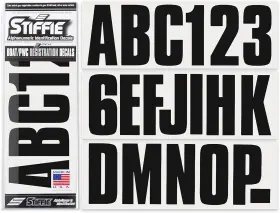 Ul11 Stiffie Uniline Black 3 Inch Boat And Pwc Registration Decals Numbers