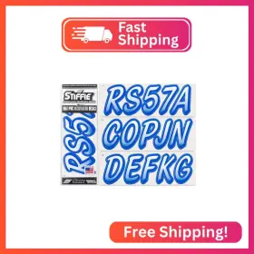 Wl72 Stiffie Whipline White/blue 3 Inch Boat And Pwc Registration Decals Numbers Letters