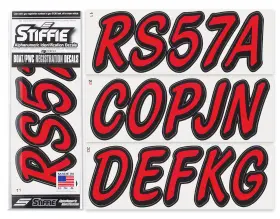 Wls07 Stiffie Whipline Solid Red/black 3 Inch Alpha-numeric Registration Red / Black