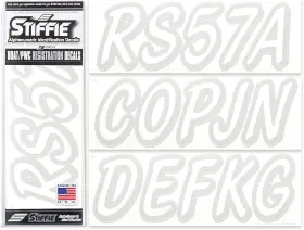 Wls29 Stiffie Whipline Solid White/silver 3 Inch Alpha-numeric Registration White