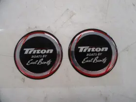 2025849 Triton Boats By Earl Bentz Decal Pair 2 Red/ Silver/ Black Marine