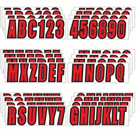 Dc891 Uanofcn 3 Inch Boat Registration Numbers And Letters Sticker A-z 0-9 Red