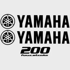 Hw1850 Yamaha Boat Cowling Decals 200hp Fourstroke Stickers 16pc