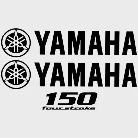 Hw1851 Yamaha Boat Cowling Decal 150 Four Stroke Black Sticker Kit