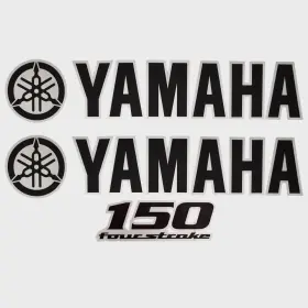 Hw2072 Yamaha Boat Cowling Decals 150 Black/silver Stickers Kit