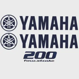 Hw2073 Yamaha Boat Cowling Decals 200 Four Stroke Navy Blue Stickers Kit
