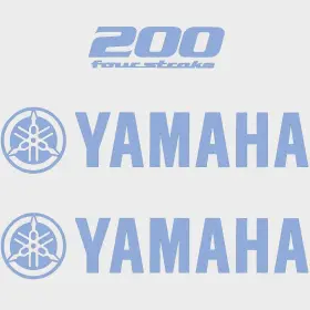 Hw2475 Yamaha Boat Cowling Decals 200 Four Stroke Blue Stickers Kit
