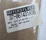 Mercury Quicksilver Mercruiser Decal Set Alpha 37-861431A98 Oem/genuine Usa New. Price: $79.88.