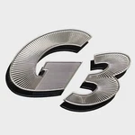 G3 Boat Iron-on Emblem Applique Silver Black Textured New. Price: $10.00.