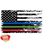 Stickios Distressed American Flag Thin Blue/red/green Line Decal New. Price: $20.00.